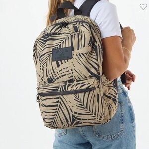 ALOHA Collection Areca Keep It Light Tan and Black Leaf Backpack